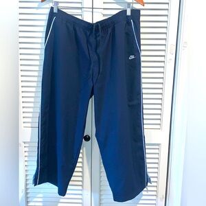 Nike Vintage Y2K cropped track pants women’s XL navy blue light blue stripes